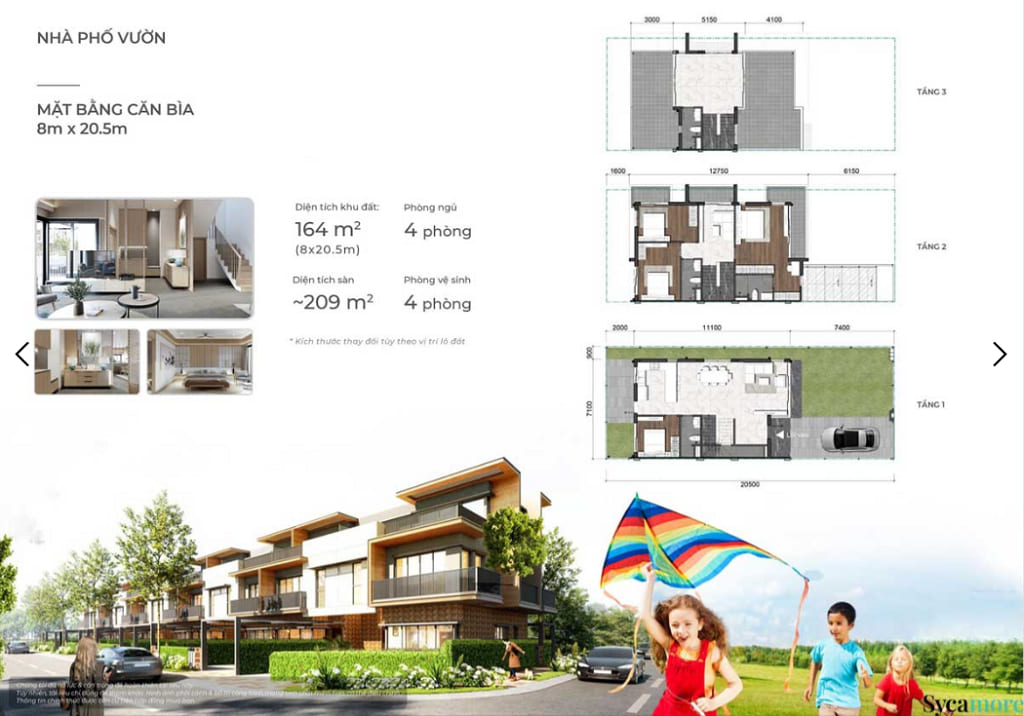 Mặt bằng nhà phố và biệt thự Sycamore Bình Dương