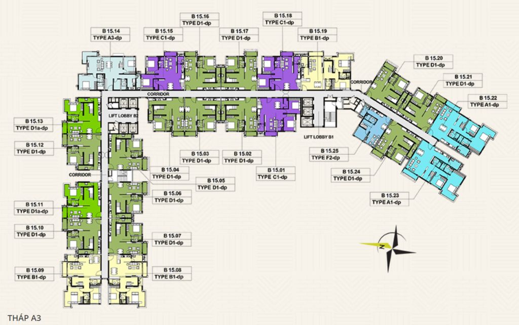 Mặt bằng căn hộ Tháp A3 tại dự án Sycamore Bình Dương